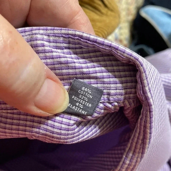 Van Heusen Purple White Checked Button Down Shirt - Picture 7 of 7